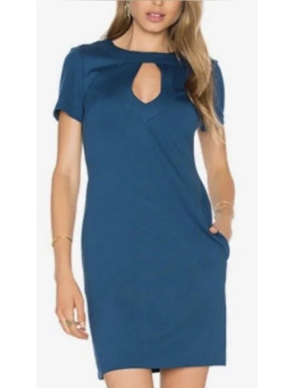NWT Trina Turk Teal Keyhole Shift Dress, Sz 8